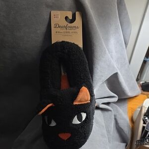 Dearfoams Black and Orange Cat Slippers